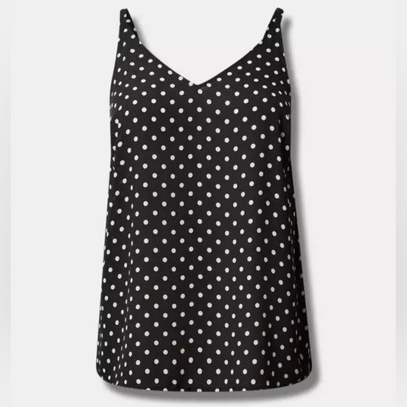 Torrid Black And White Polka Dot Georgette V-Neck Cami - Picture 1 of 8
